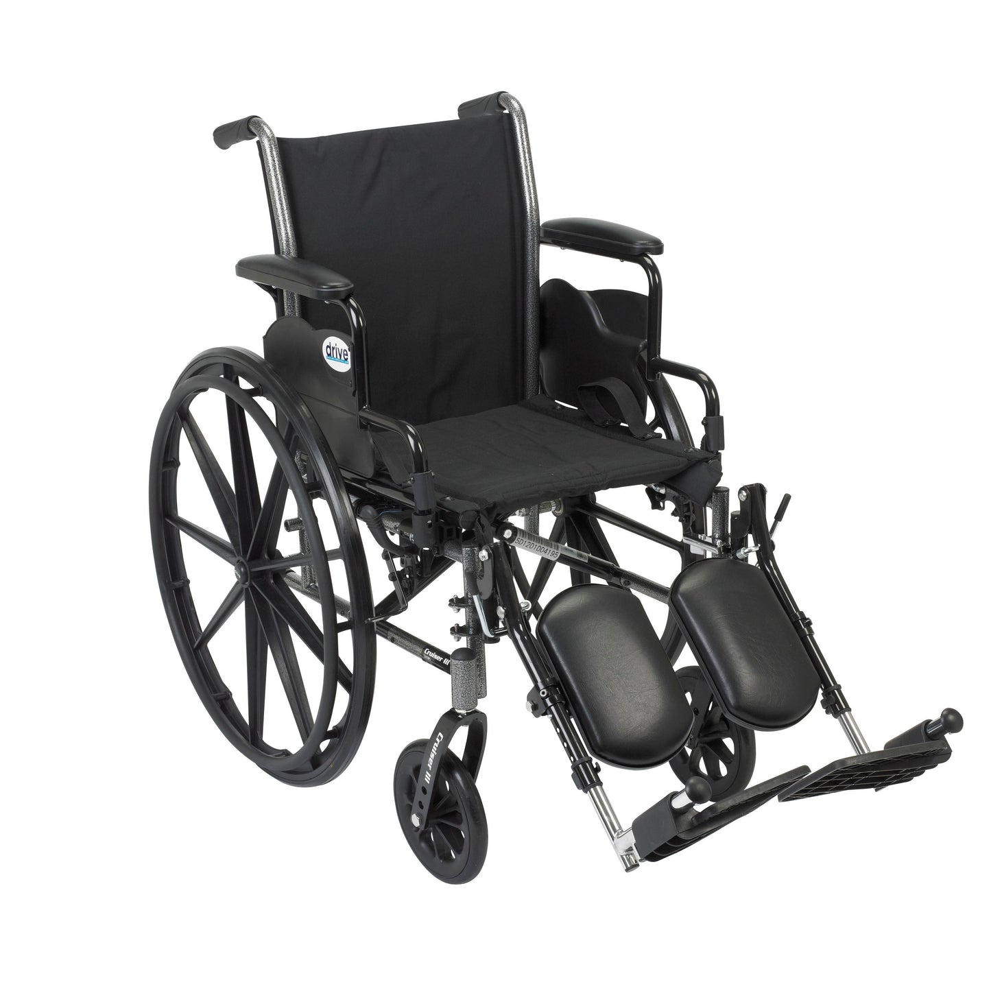 Lightweight wheelchair with elevating leg rests and flip-back removable desk arms
