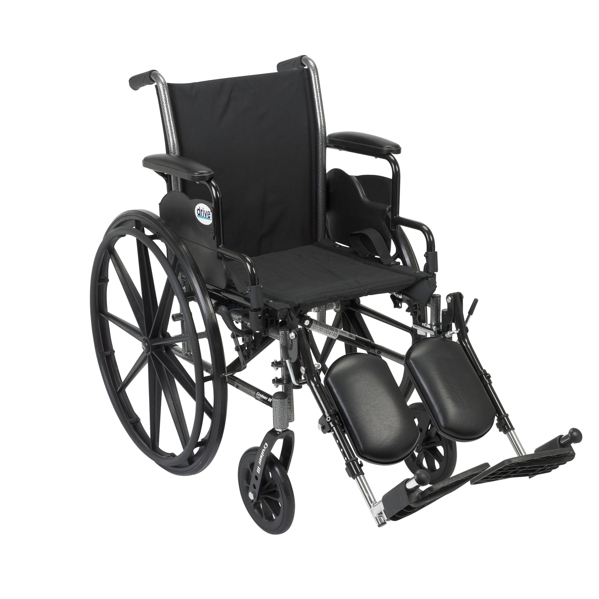Lightweight wheelchair with elevating leg rests and flip-back removable desk arms