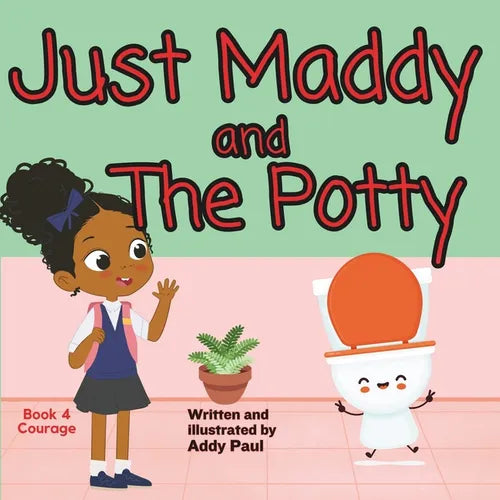 Children's paperback storybook cover with cartoon girl and potty illustration