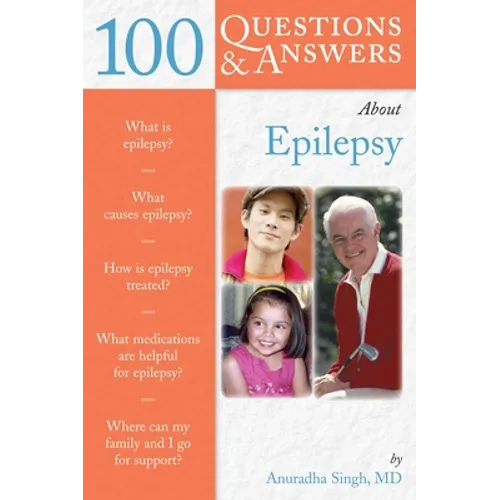 Paperback book titled "100 Questions & Answers about Epilepsy" with author name and portraits.