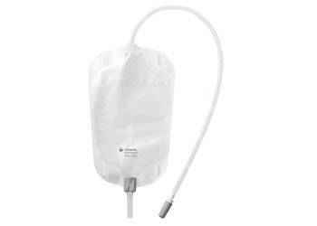 Leg urine bag with outlet valve, drainage tube, and connecting port