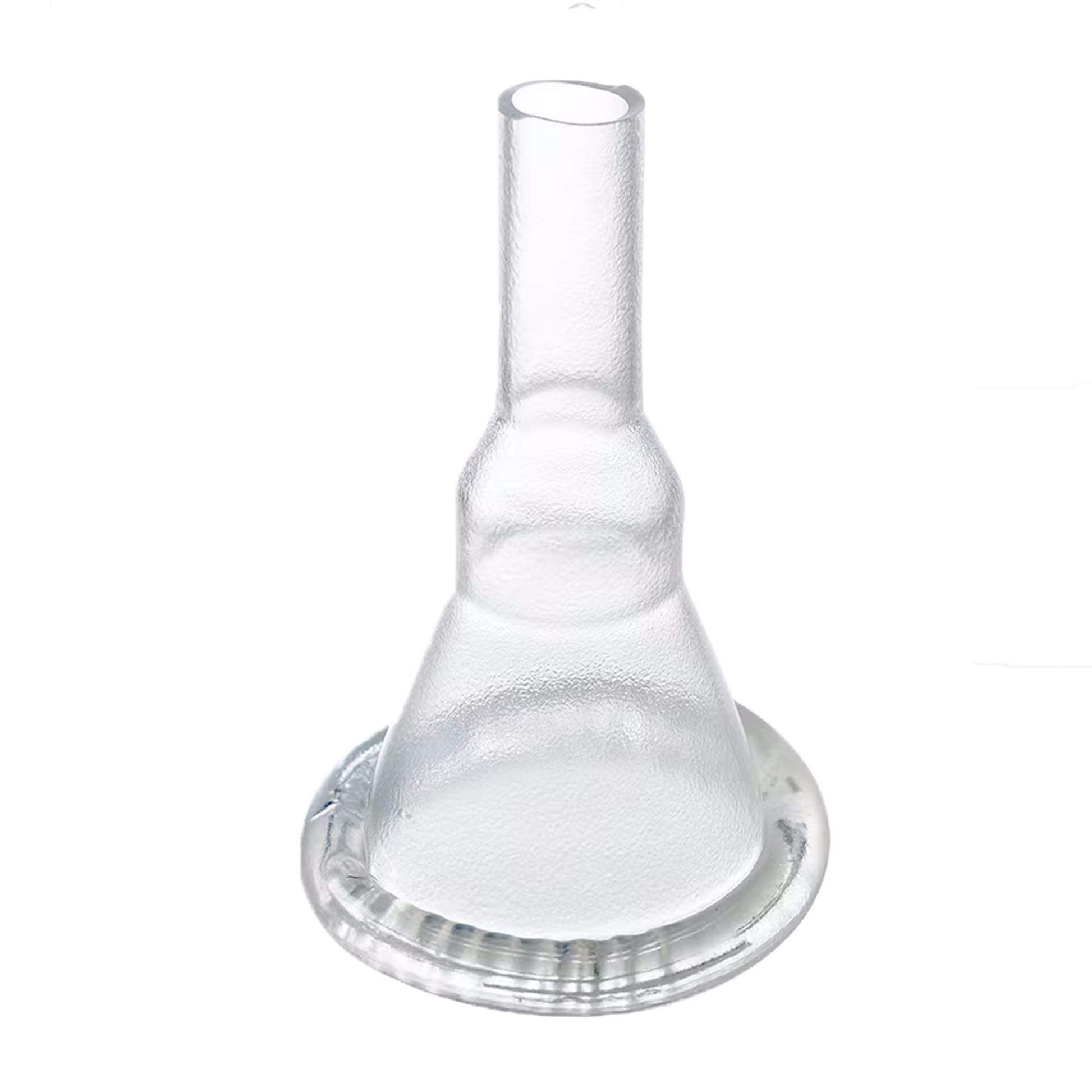 Clear silicone funnel-style nozzle for male external catheter