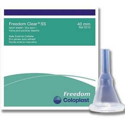 Freedom Clear SS male external catheter with kink-resistant silicone nozzle, 40 mm