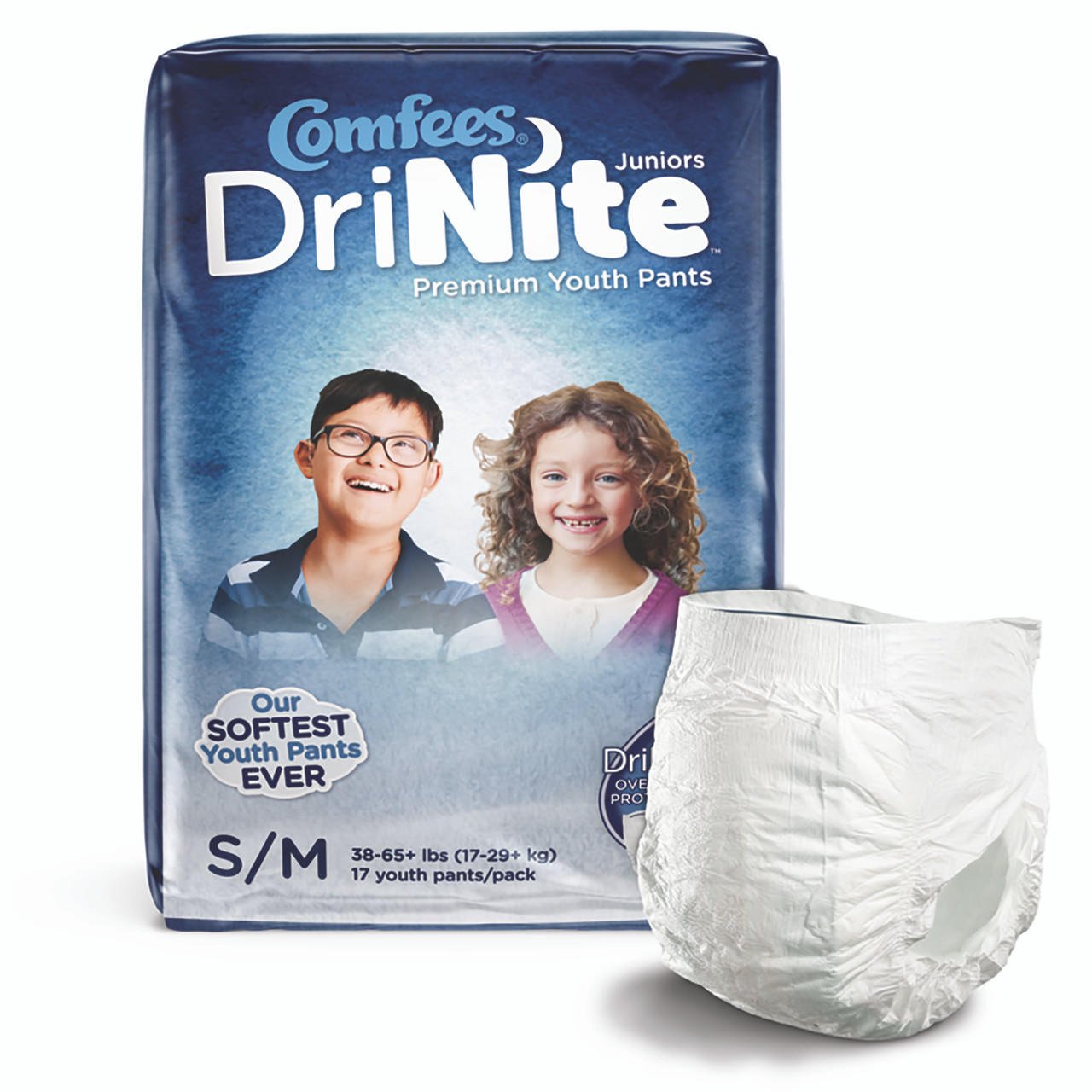 DriNite youth pants pack S/M, blue box with white youth pants