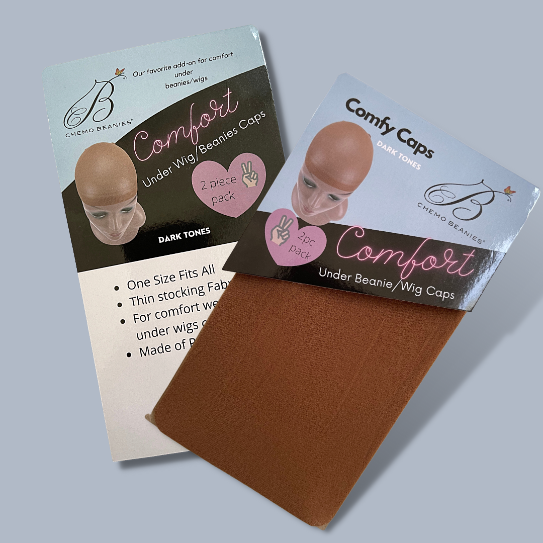 Under beanie wig caps, dark tones, 2-pack, brown set with retail cards