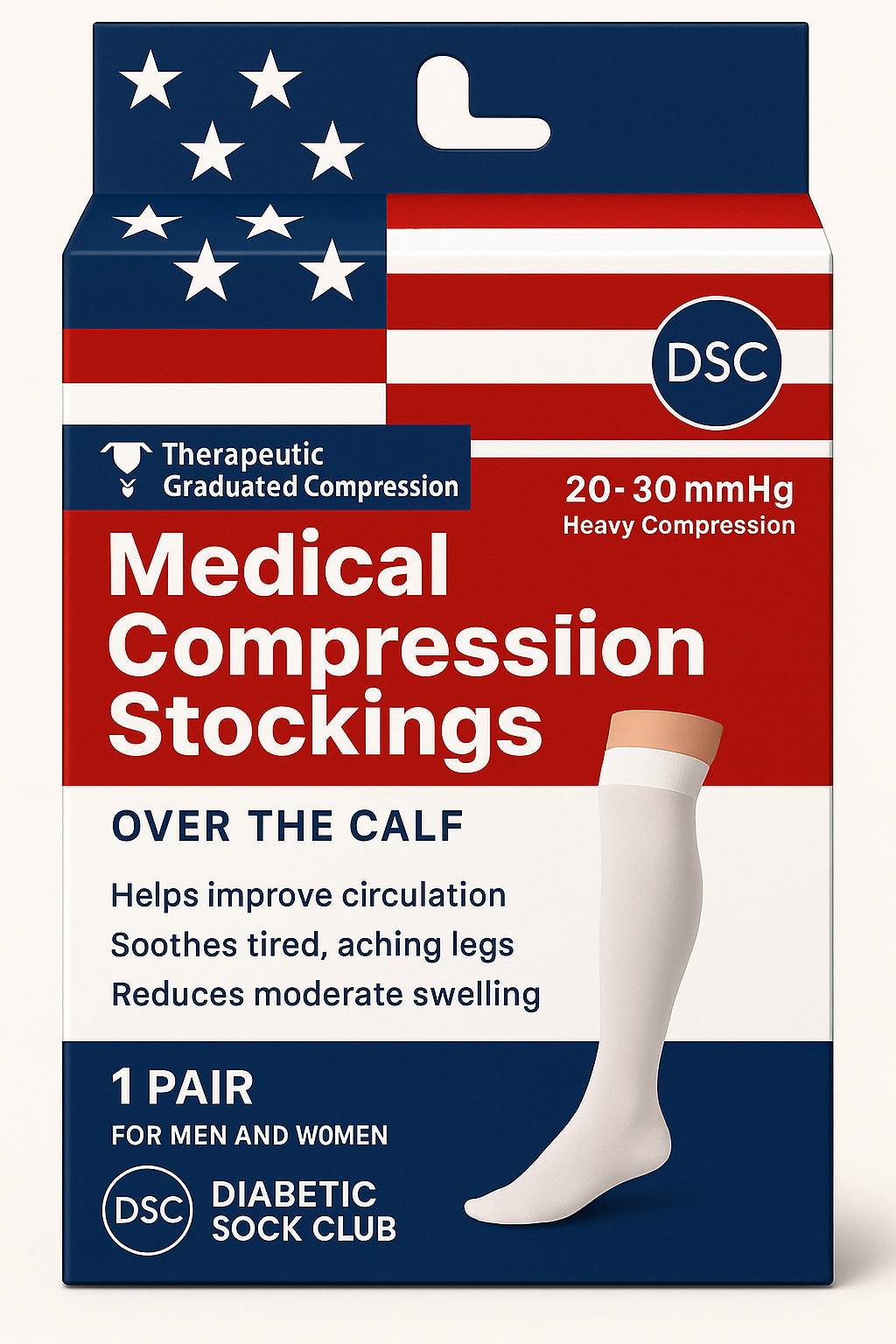 Men's Over The Calf Compression Stocking Socks (1 Pair)