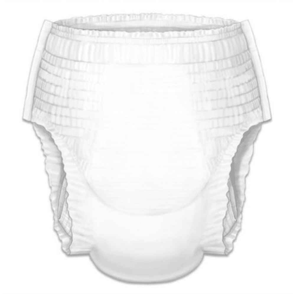 White youth disposable incontinence pants with elastic waistband and leg openings