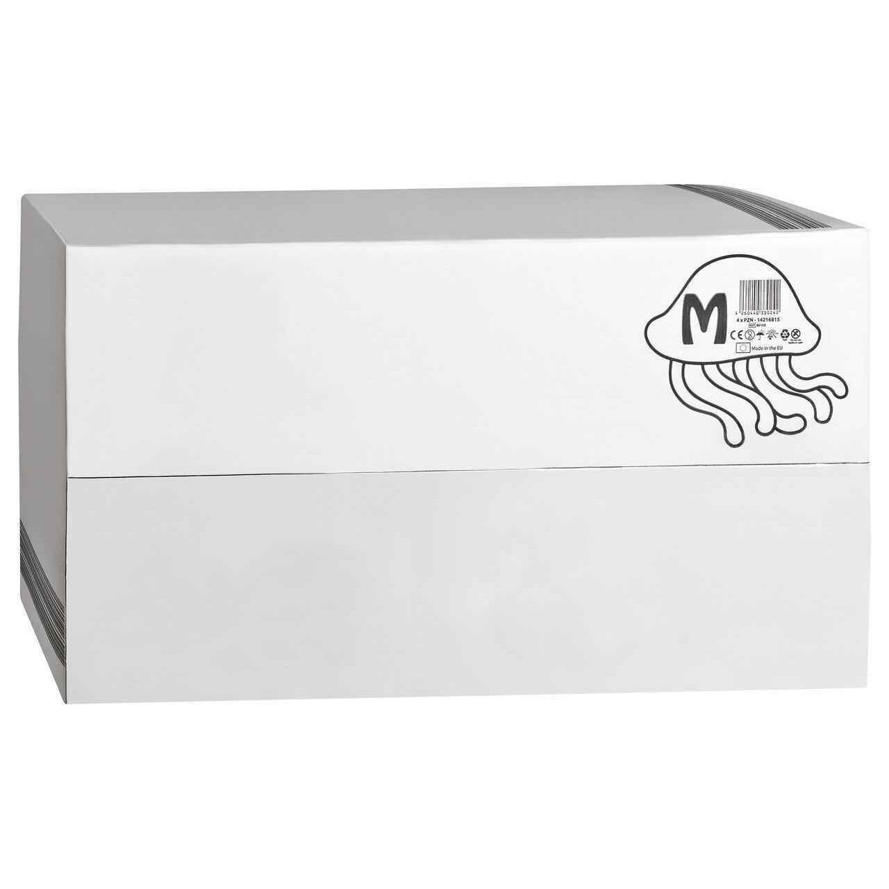 Medium adult diaper case end panel with octopus icon and size M mark