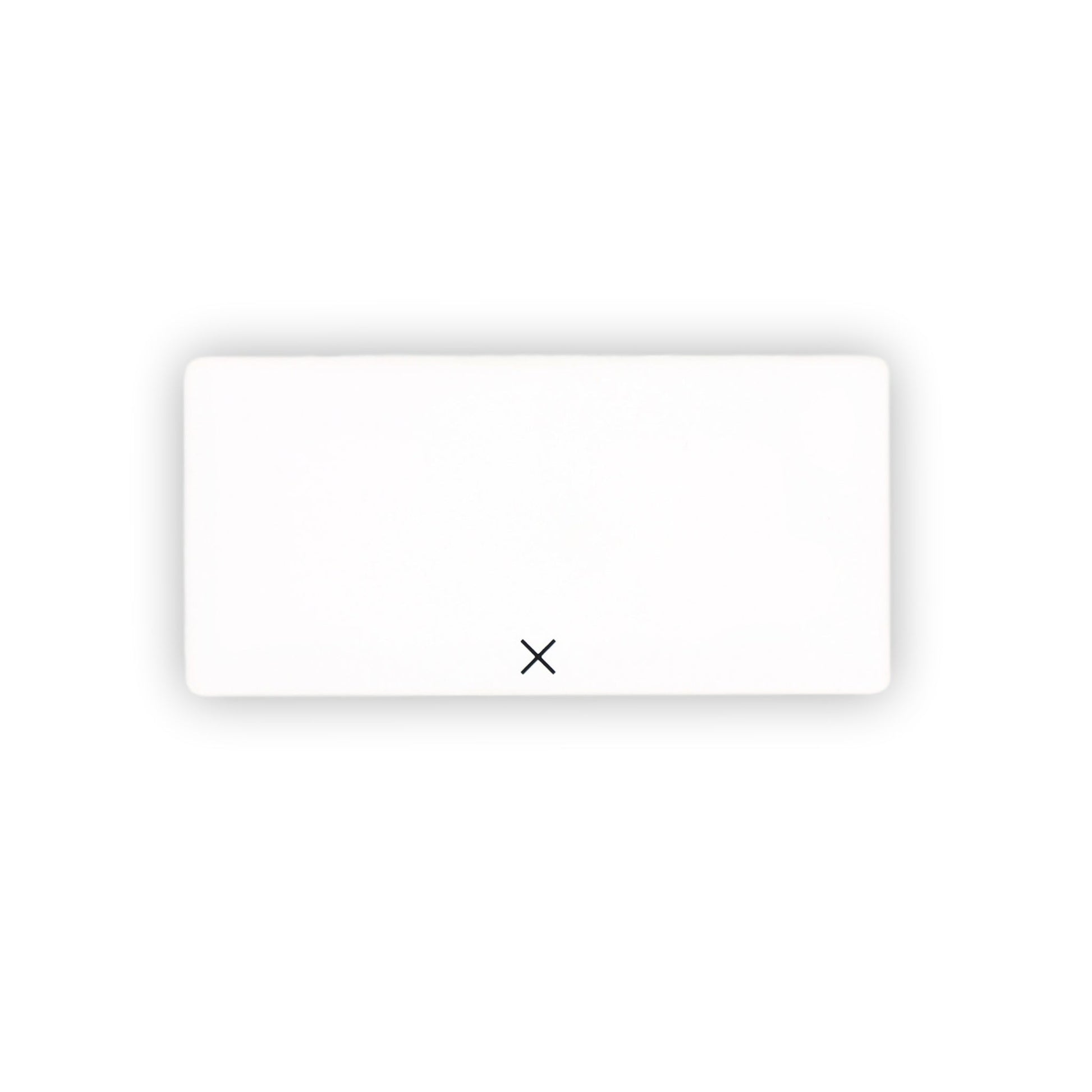 White pill organizer case, rectangular with center X marking