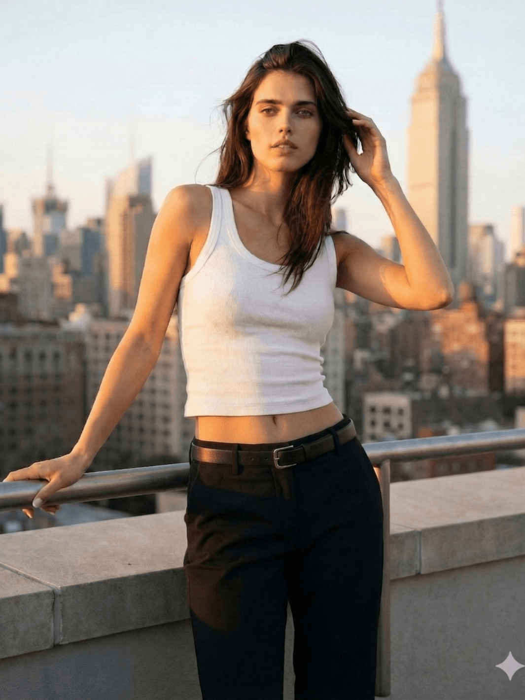White cropped ribbed tank with scoop neck and sleeveless design