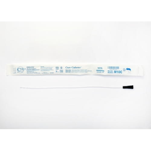 Uncoated PVC male urethral catheter, curved tip, 10 Fr, 16 in, M10C