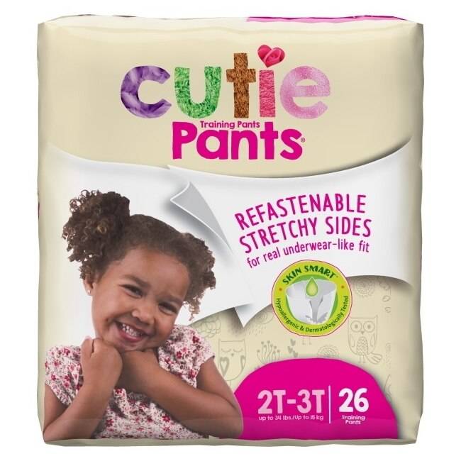 Girls training pants 2T-3T, refastenable stretch side, 26 count pack