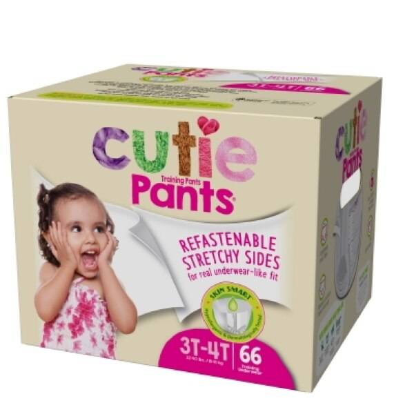 Cutie training pants 3T-4T, refastenable stretch sides, 56 count box