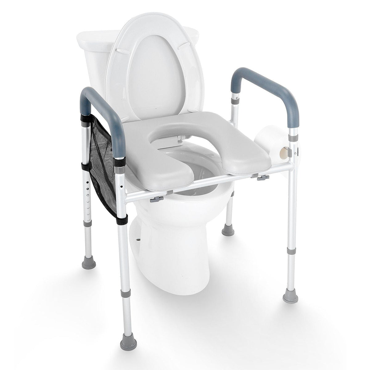 Raised Toilet Seat, 7-Position Height Adjustment 19.3" - 25.2", 350lbs Weight Capacity, with Comfort Padded Aluminum Frame, Universal Toilet Seat Riser, for Elderly, Handicap, Pregnant, Medical VYSN
