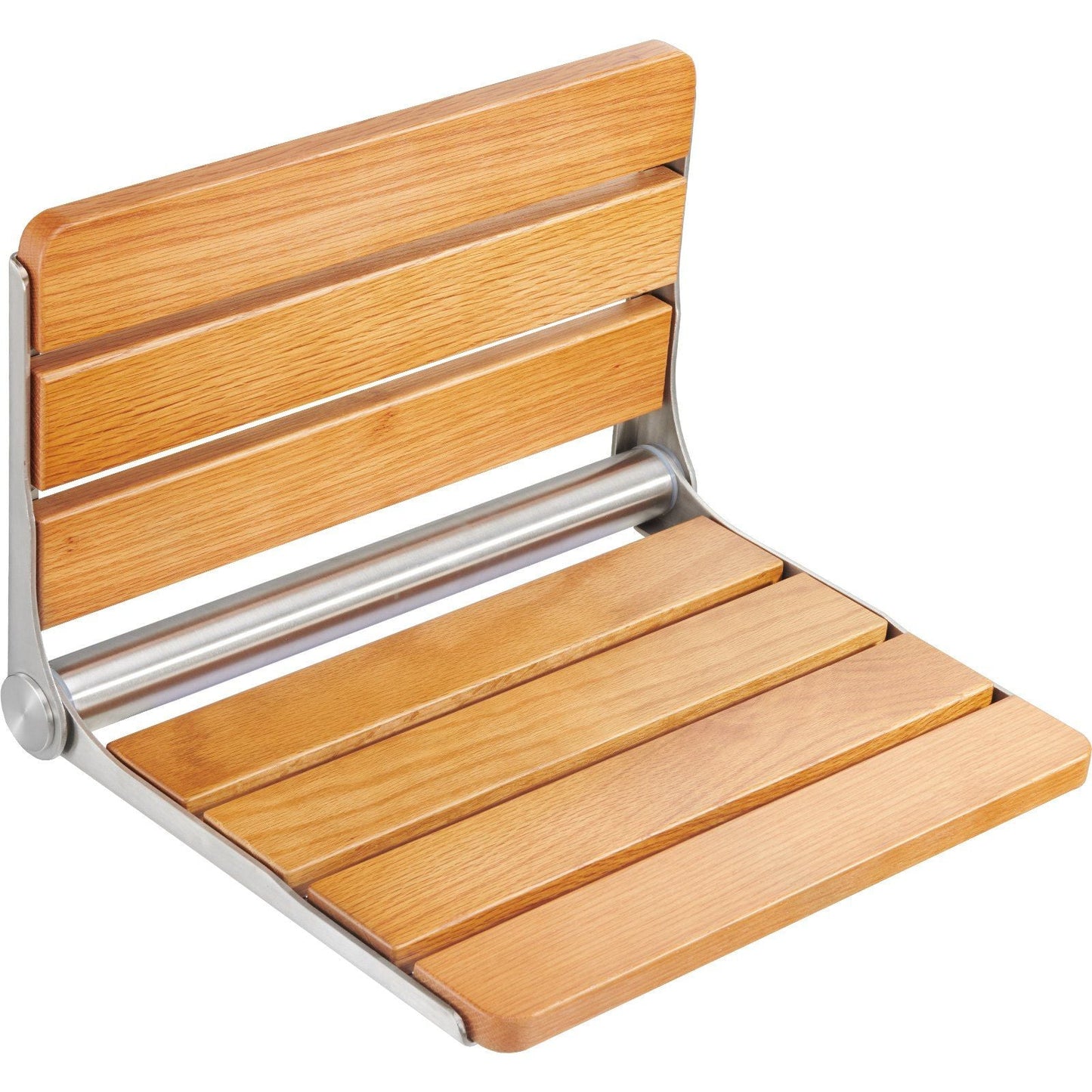 Wooden folding chair with metal frame on a white background
