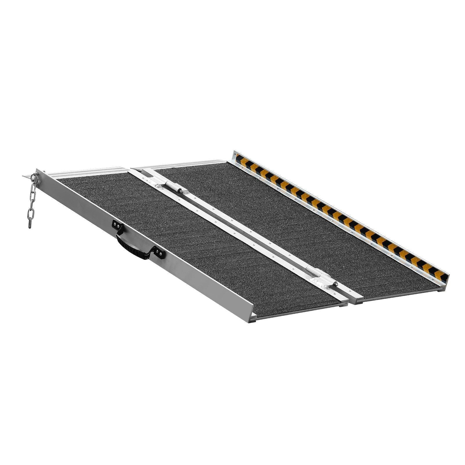 Portable folding wheelchair ramp, non-slip aluminum threshold with traction strips