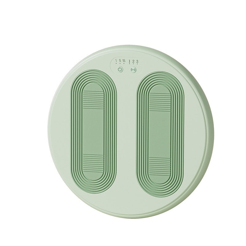 Light green heating foot pad massager with dual channel rollers and top control panel