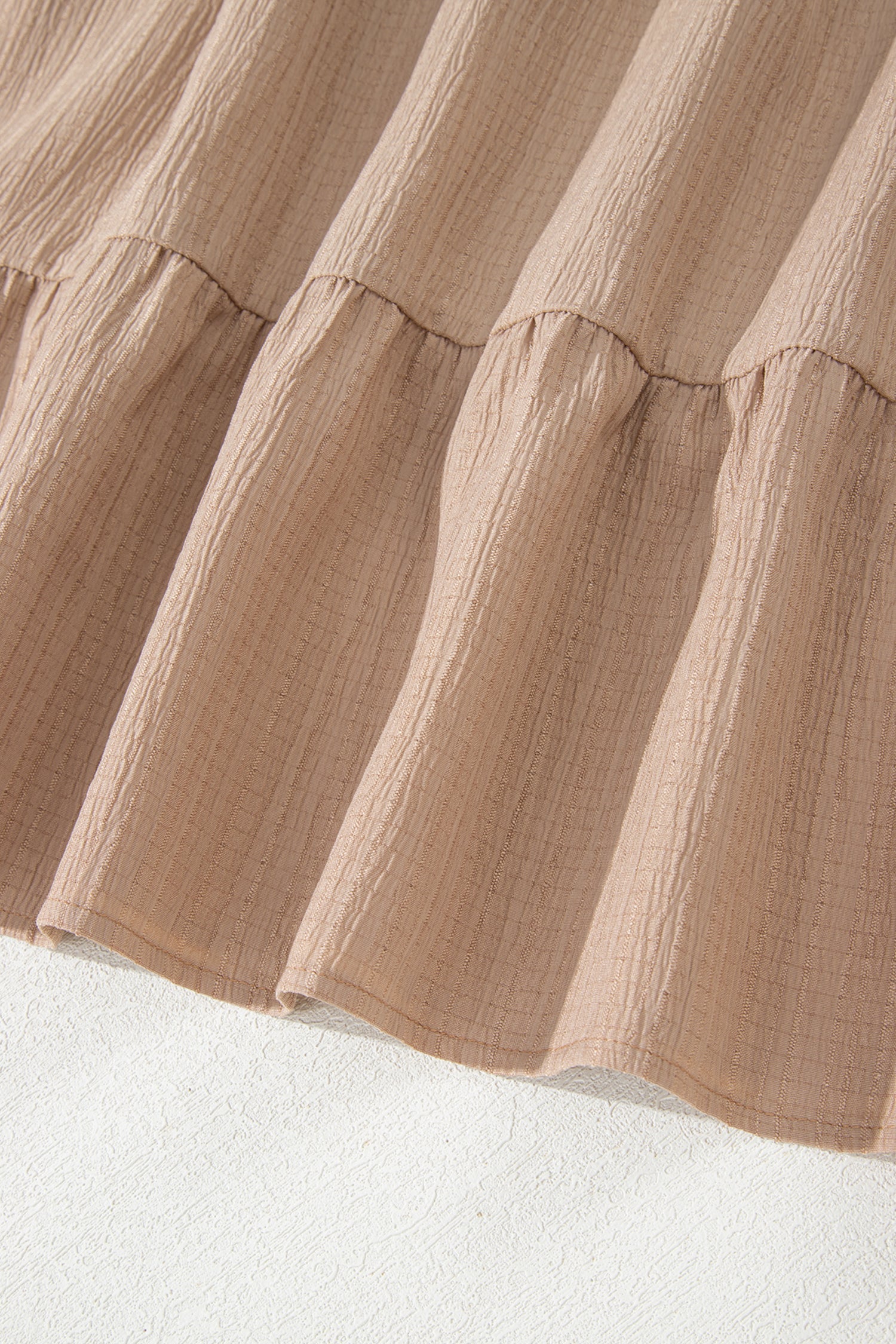 PLUS dark khaki ruffle skirt, tiered hem with gathered waistband