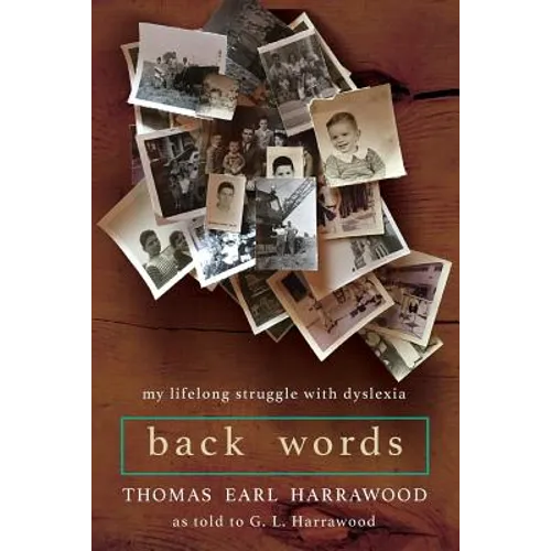 Paperback book "Back Words" with teal border title and author Thomas Earl Harrawood