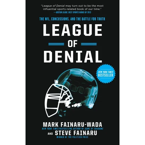 Paperback book cover for League of Denial featuring a football helmet and author names