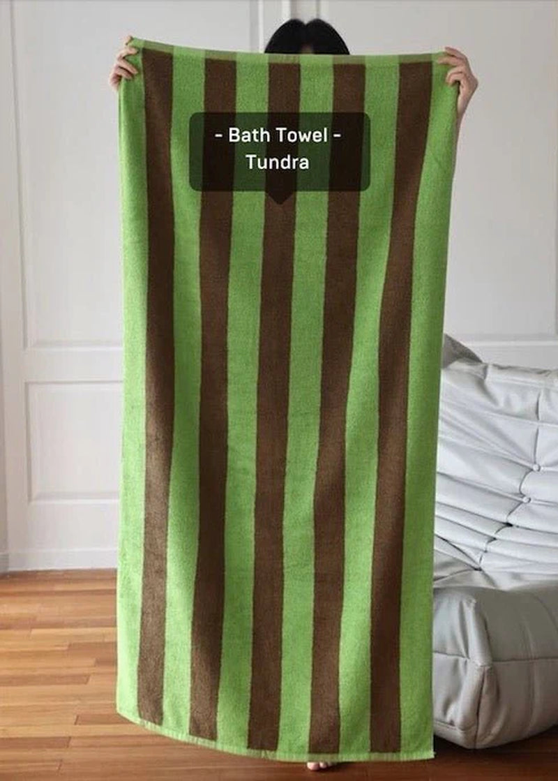 Ultra Soft Absorbent Retro Stripe Bath Towel - 100% Organic Premium Combed Cotton
