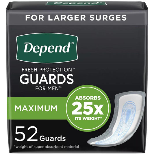 Men’s incontinence guards box, 52 guards, maximum absorbency