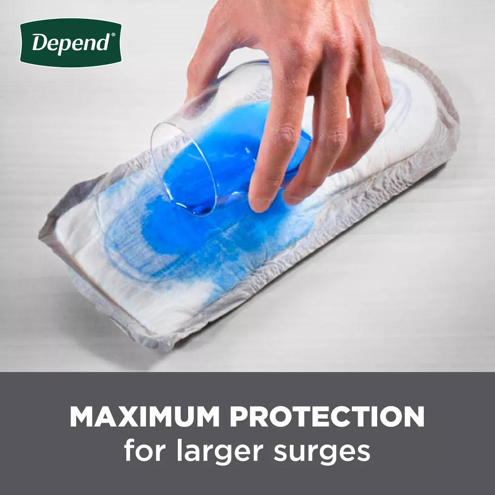 Blue gel core visible inside a white men’s incontinence guard pad