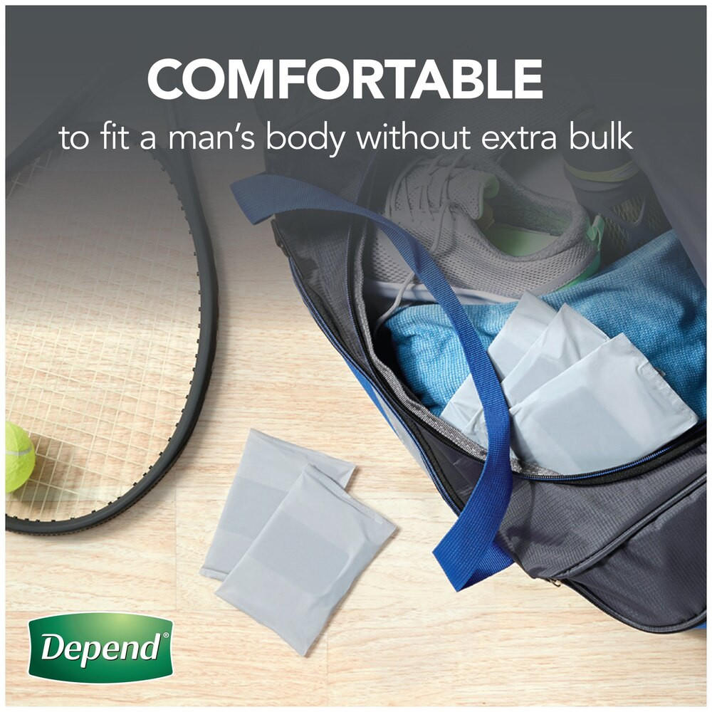 Compact carry set with fold-out storage pouches and men’s incontinence shields