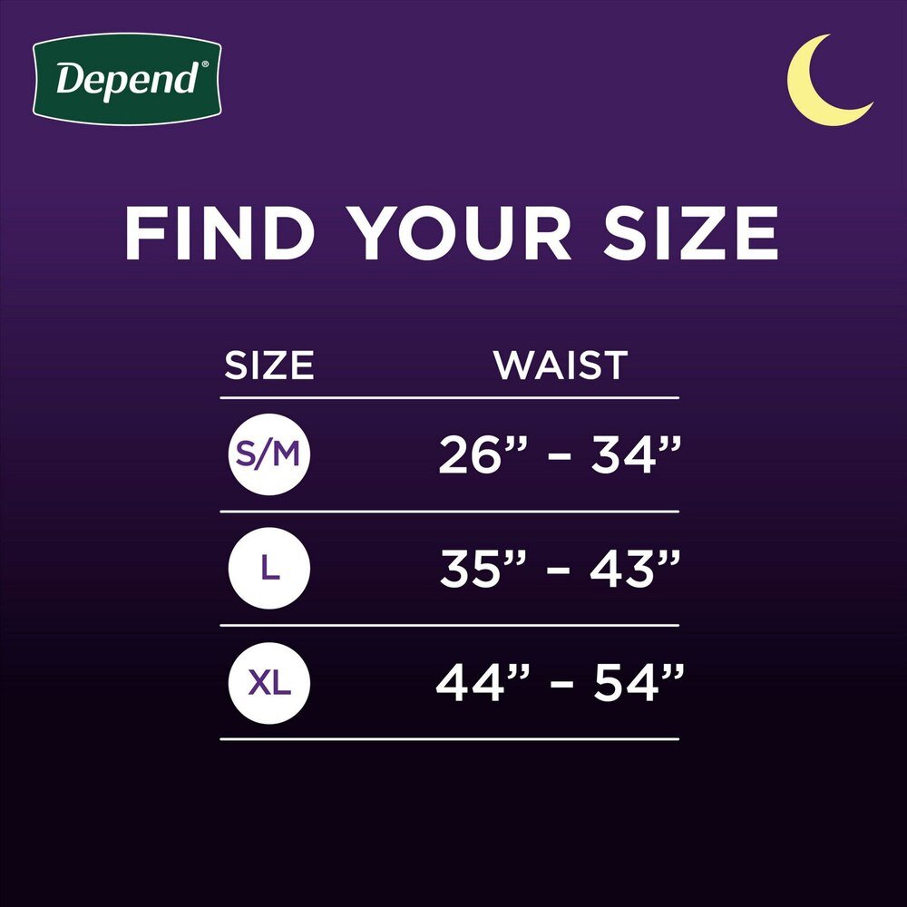 Men’s underwear size chart: S/M 26–34, L 35–43, XL 44–54 waist inches