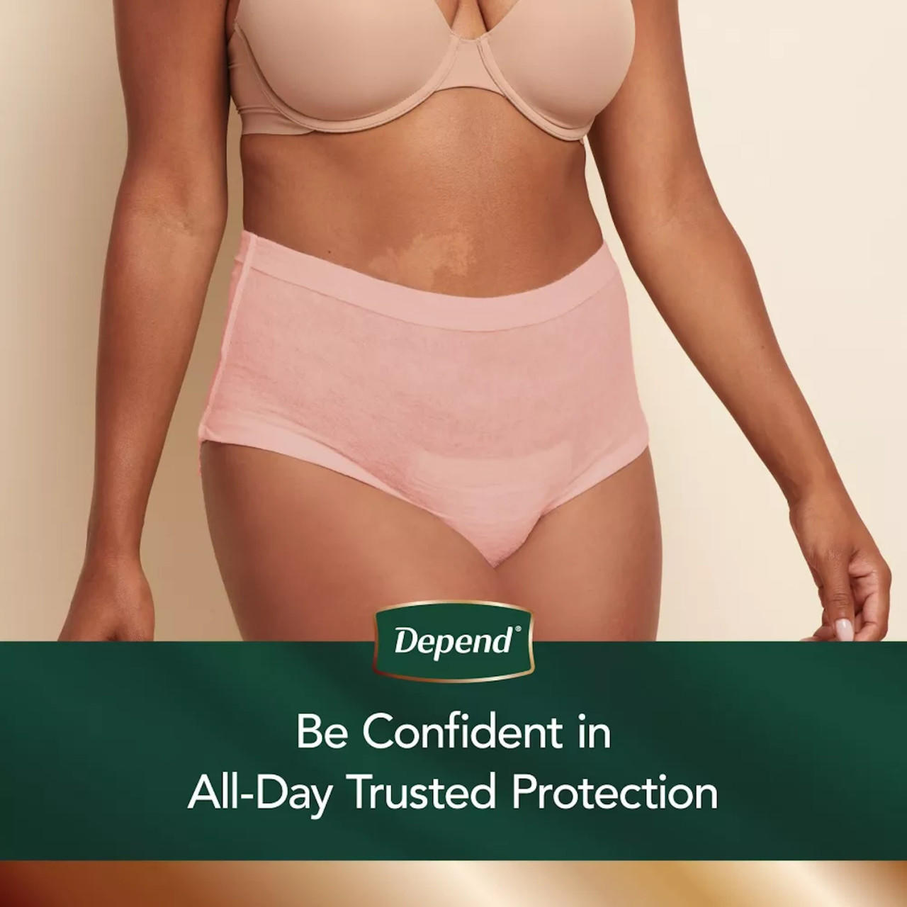 Light pink women’s incontinence underwear briefs with full-coverage leg openings