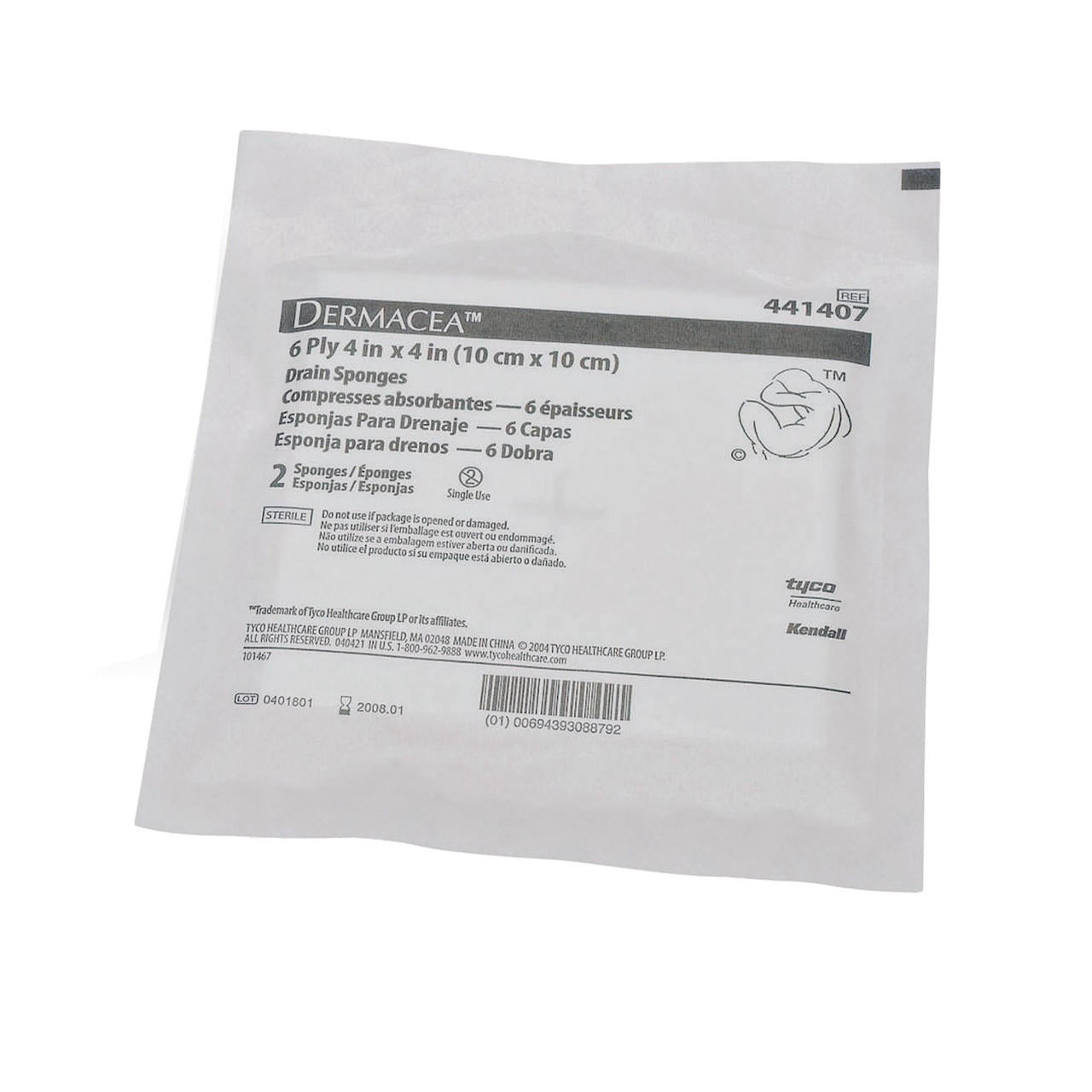 Sterile 6-ply non-woven sponge packets, 4 in x 4 in square pads (single use)
