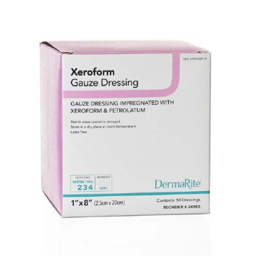 Xeroform petrolatum gauze dressing, 1 x 8 in sterile, box of 50