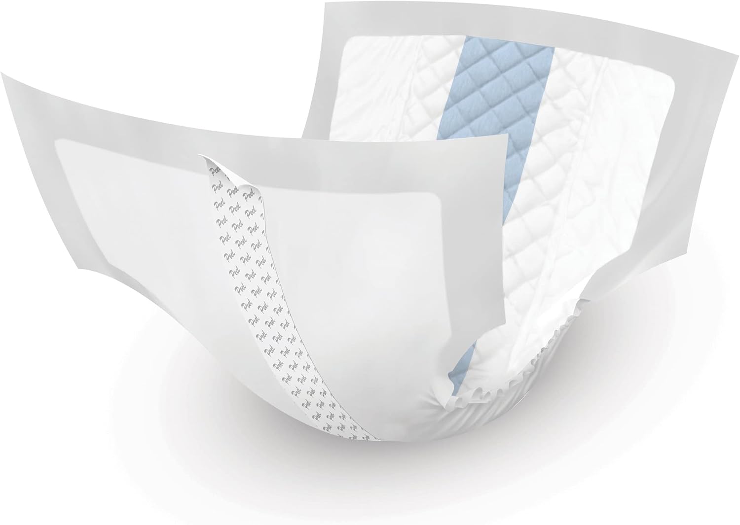 Stack of white adult bladder control booster pads with blue quilted layer