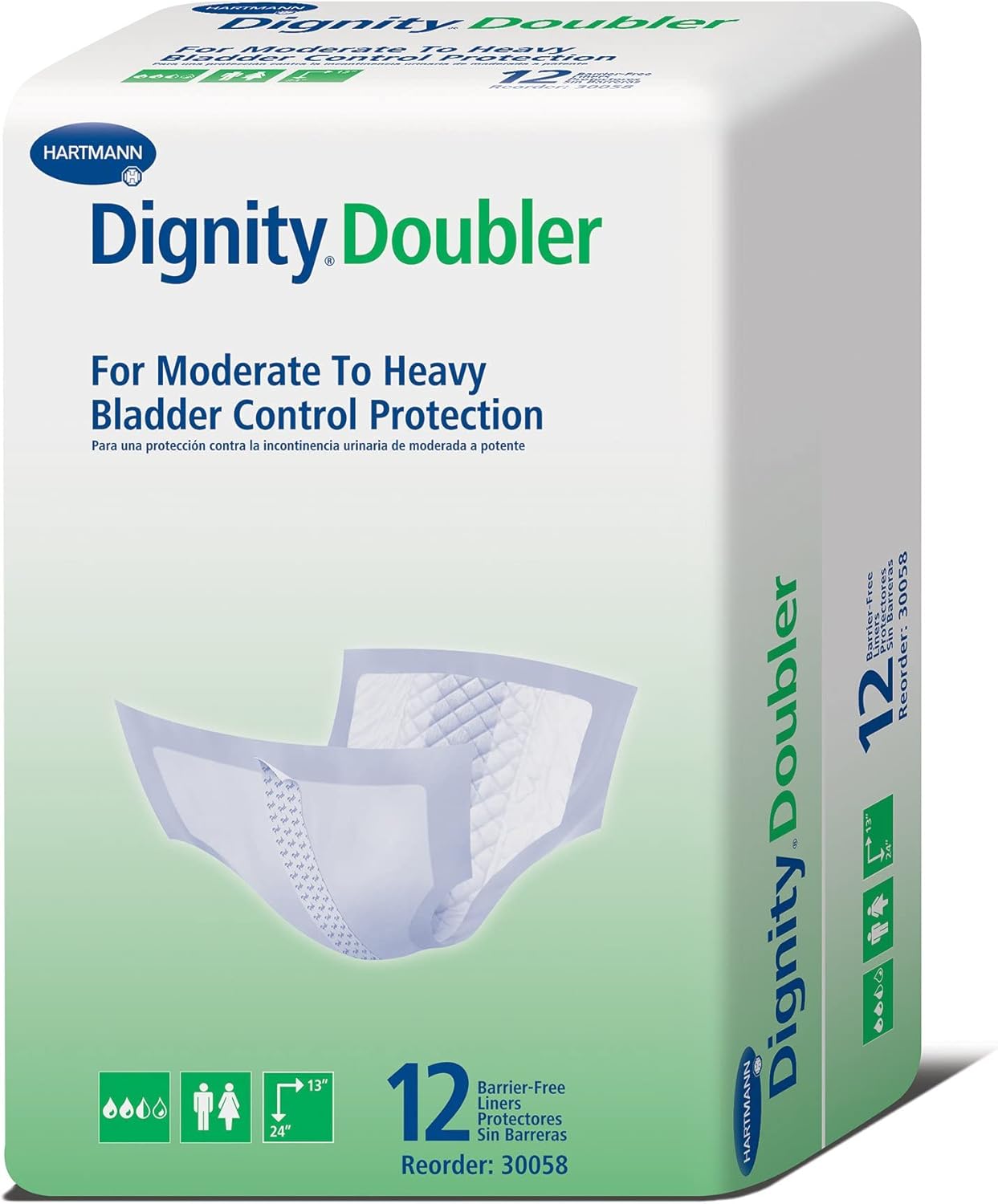 Dignity Doubler booster pad box for moderate to heavy bladder control protection
