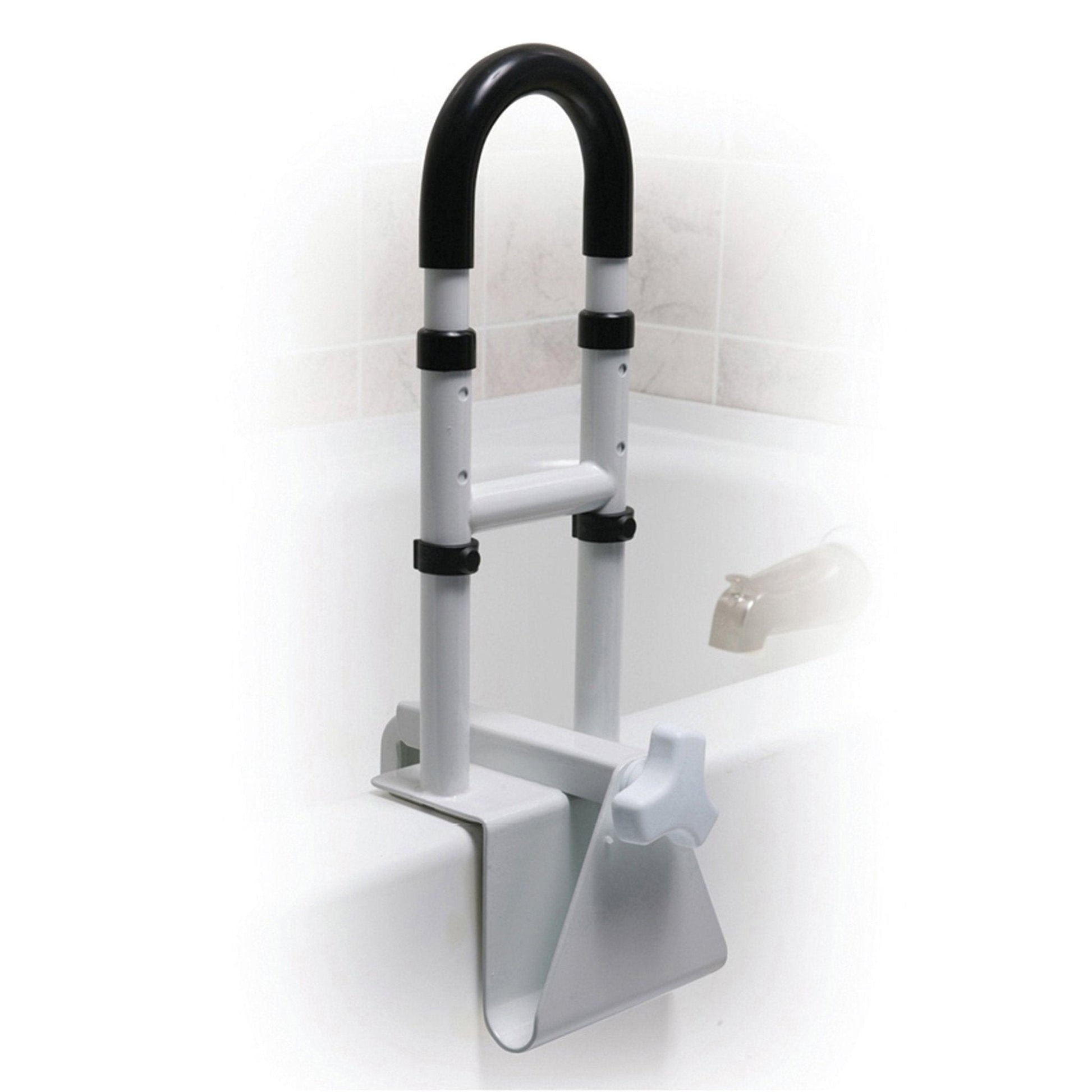 Drive bath safety grab bar with wall mount plate and black grip handle