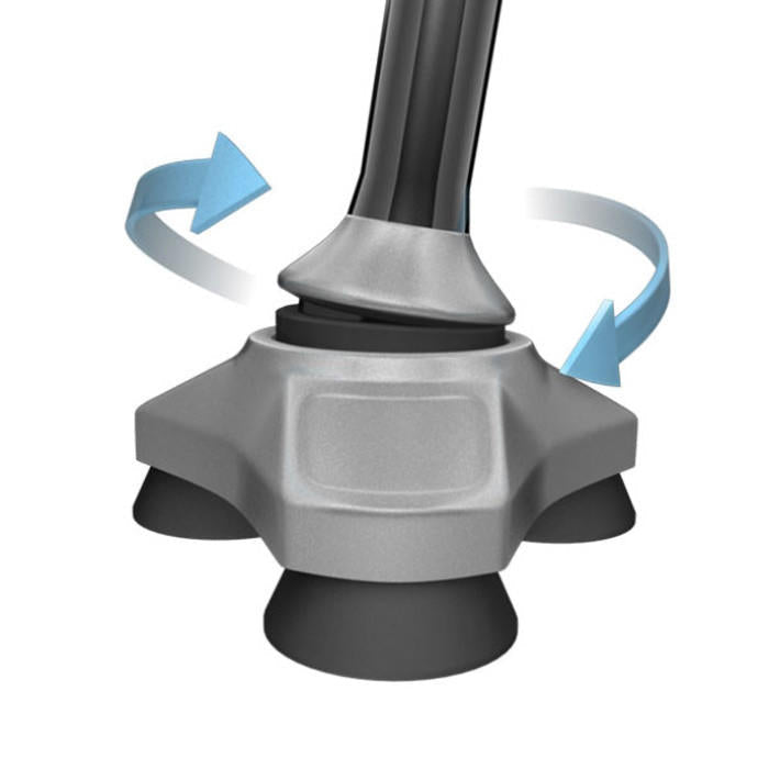 Height adjustment collar with up/down arrows on folding cane