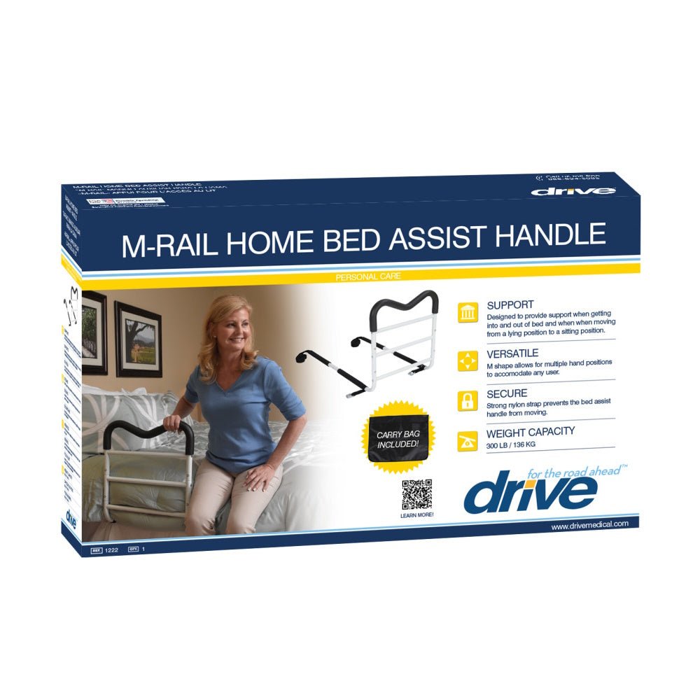 M-Rail Home Bed Assist Handle retail box, Drive branding, included carry bag