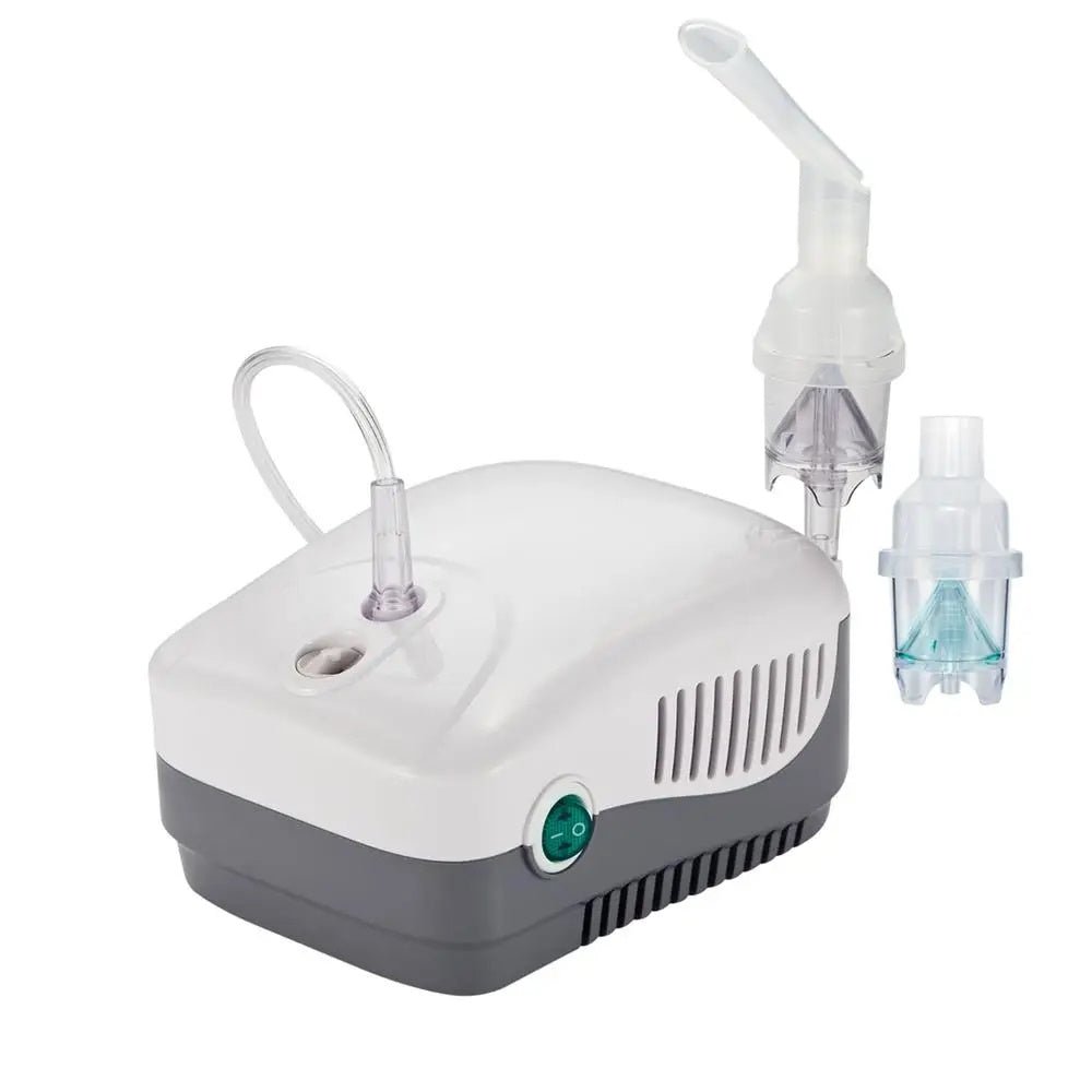 Compressor nebulizer kit with mouthpiece, nebulizer cup, and tubing