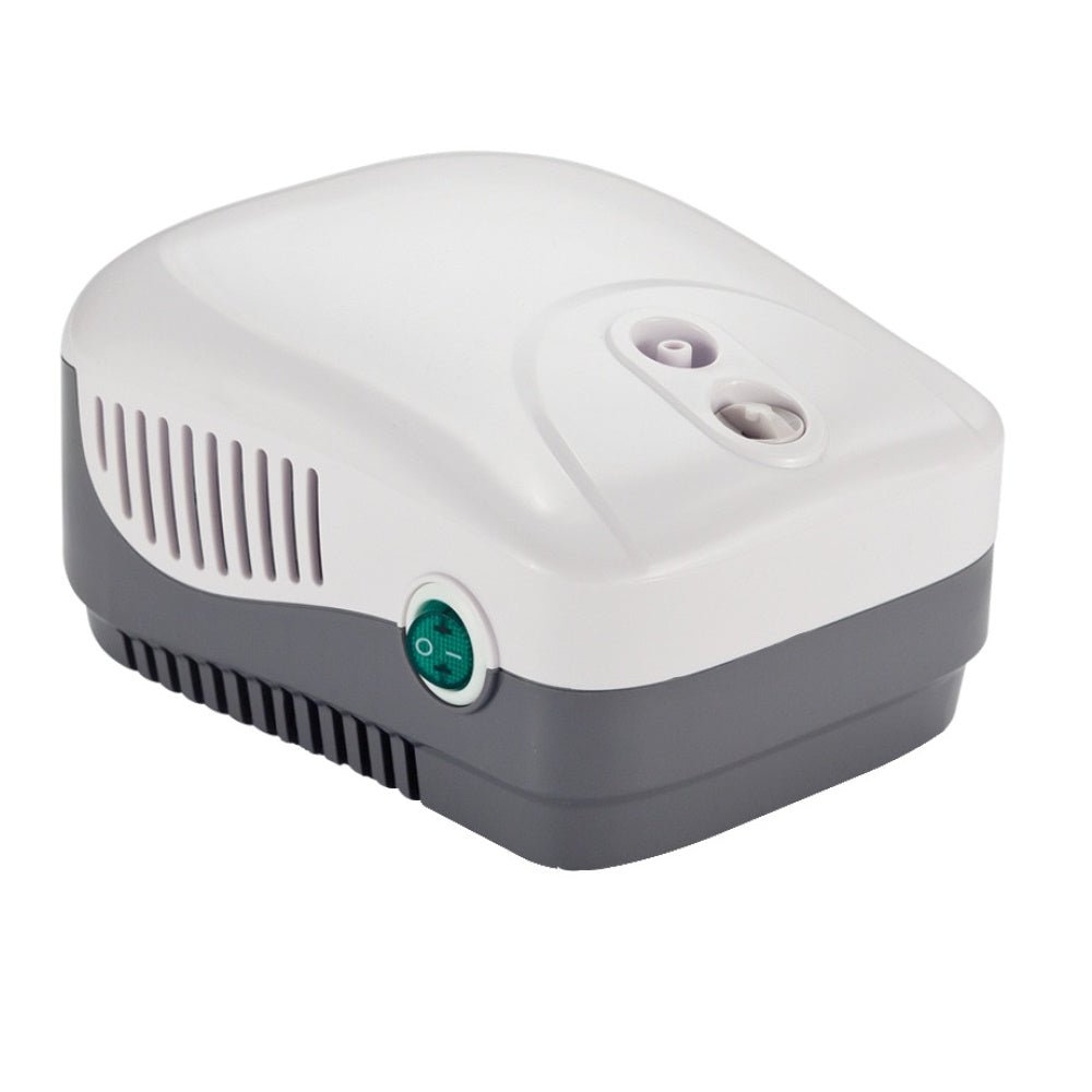 White compressor nebulizer unit with vents and front power control dial