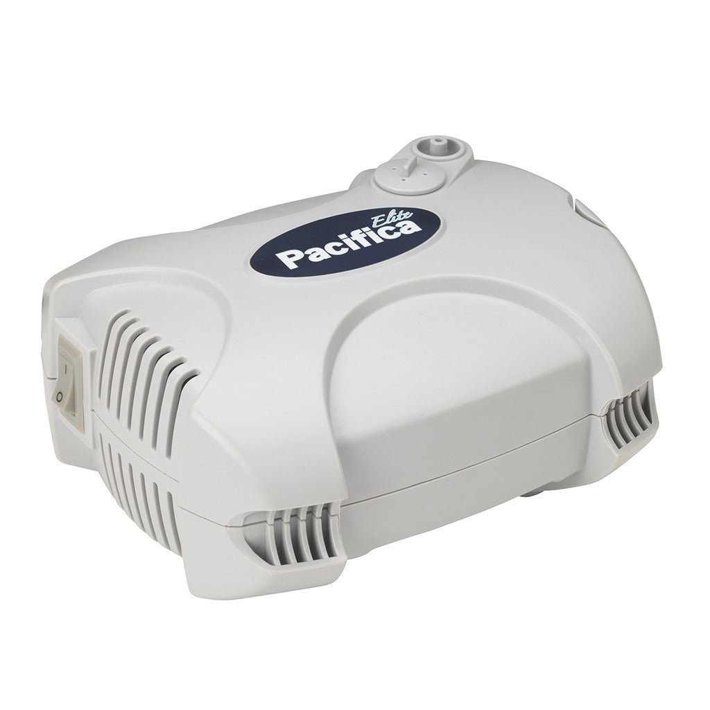 White nebulizer machine with vented sides and top nozzle, Pacifica Elite