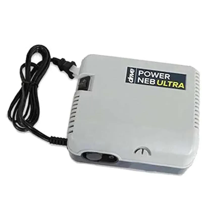 Power Neb Ultra nebulizer compressor with black power cord and outlet
