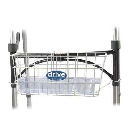 Drive walker basket attachment with clear plastic liner and metal wire frame