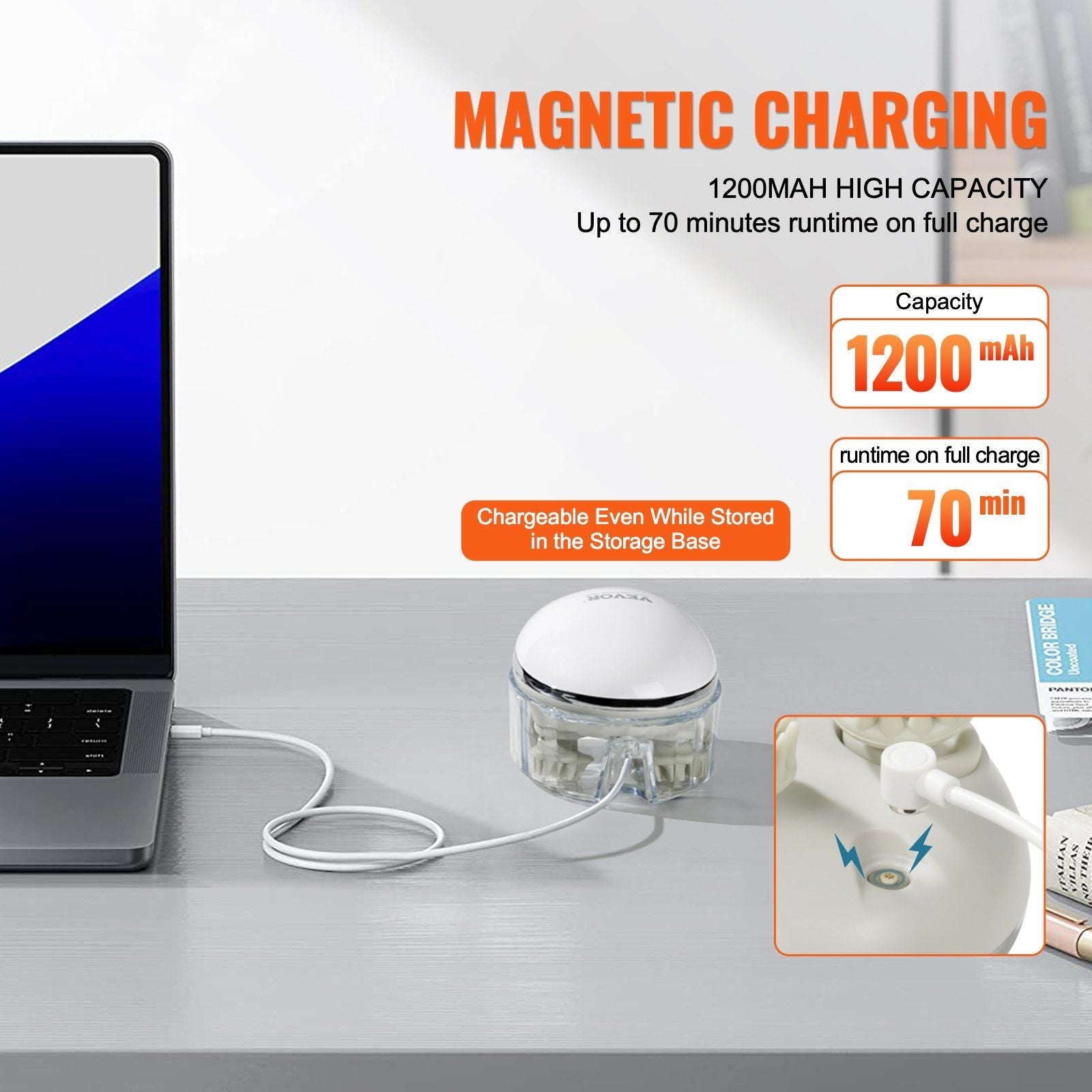 Rechargeable heated scalp massager with charging base and magnetic charging dock