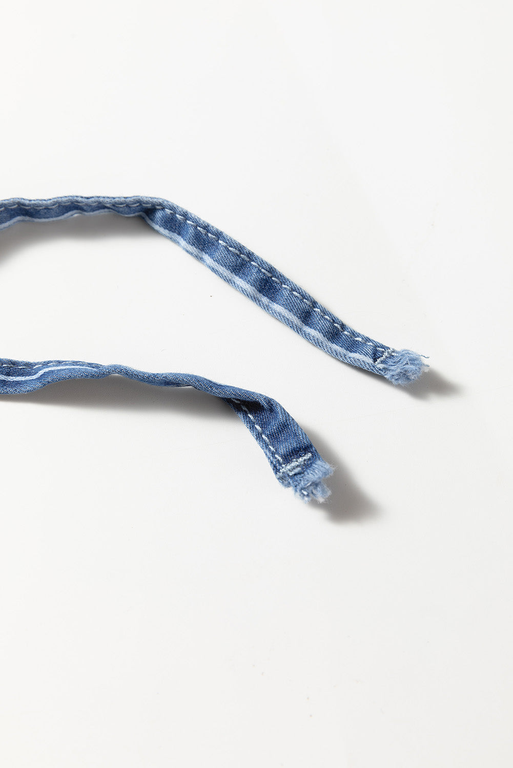 Drawstring ties for blue pinstripe denim elastic waist trousers