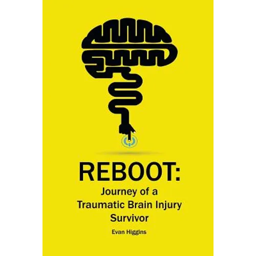 Yellow paperback book cover with black brain graphic, REBOOT title, and Evan Higgins.