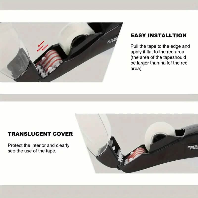 Instructions for using tape with a translucent cover on a white background