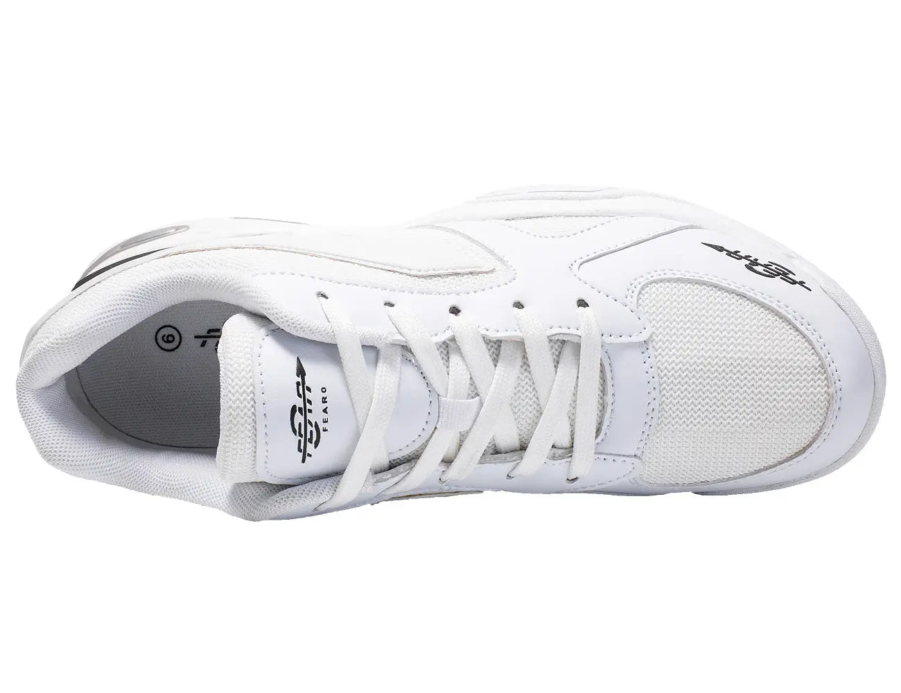 Men's white lace-up walking shoe with padded collar and inner lining