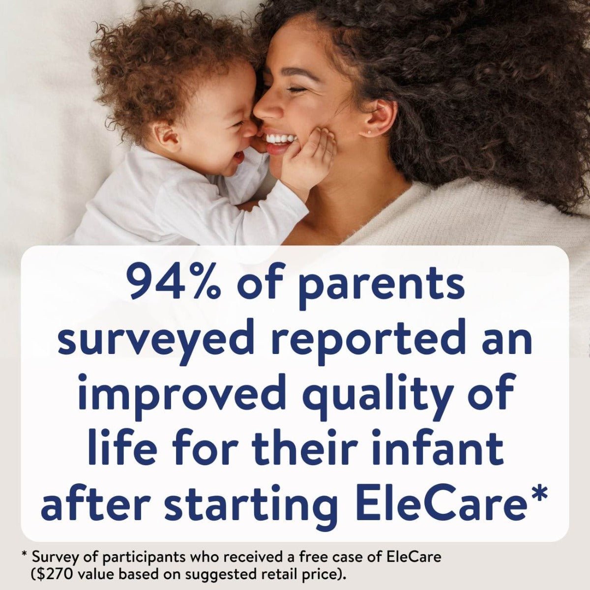 Marketing panel: “94% of parents surveyed reported an improved quality of life for their infant”