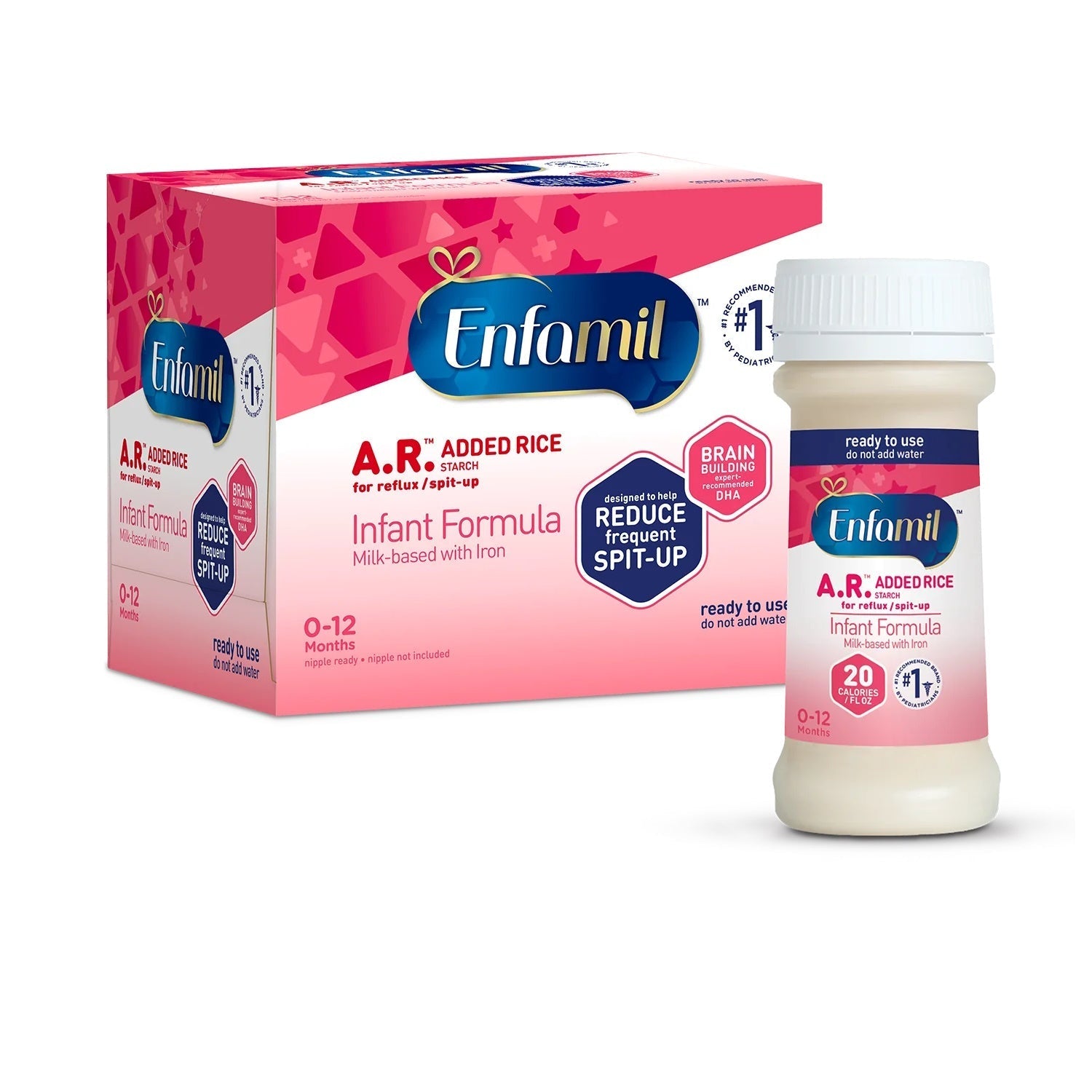 Enfamil A.R. ready-to-use 2 oz bottle, added rice infant formula for reduced spit-up