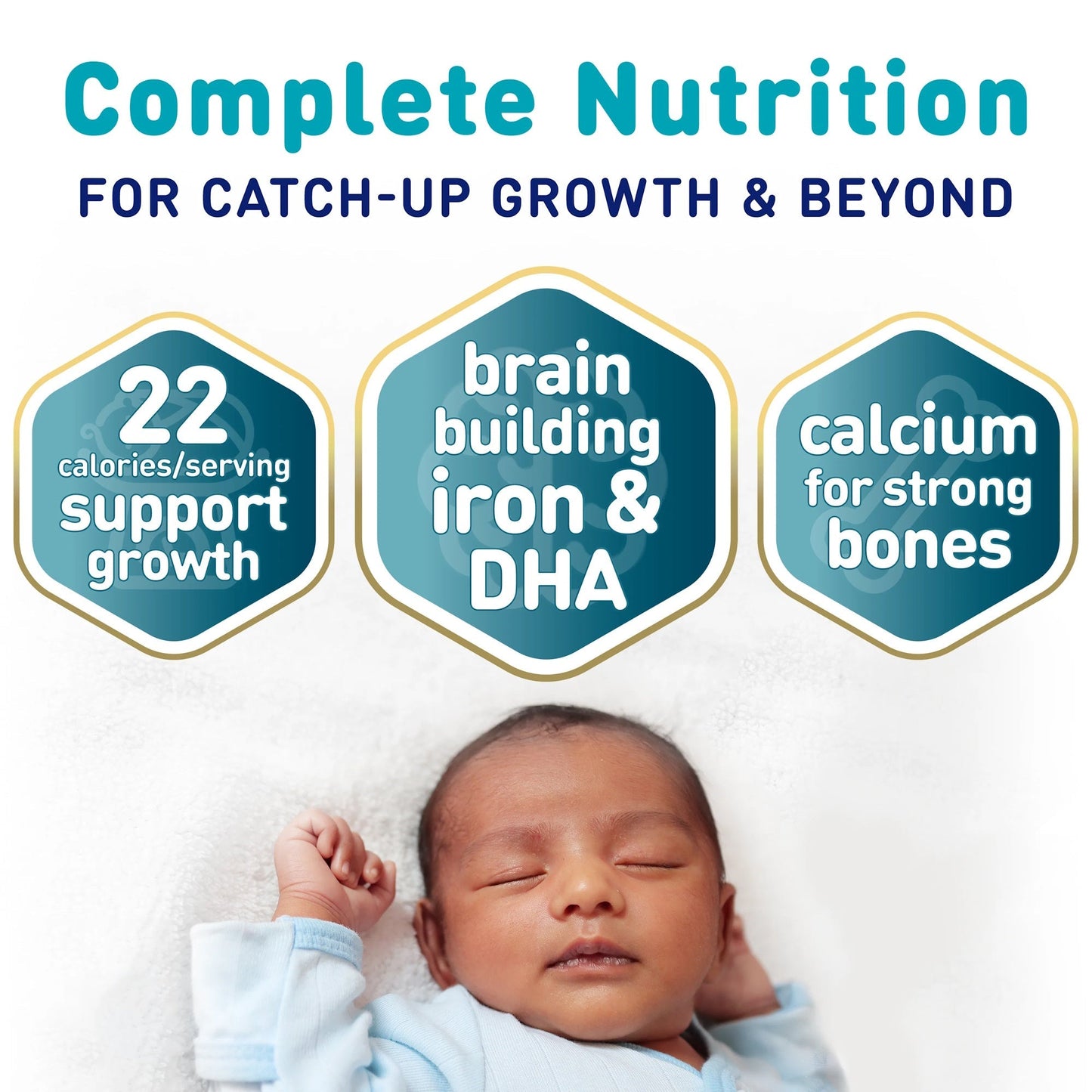 EnfaCare infant formula nutrition icons: brain building, immune support, calcium